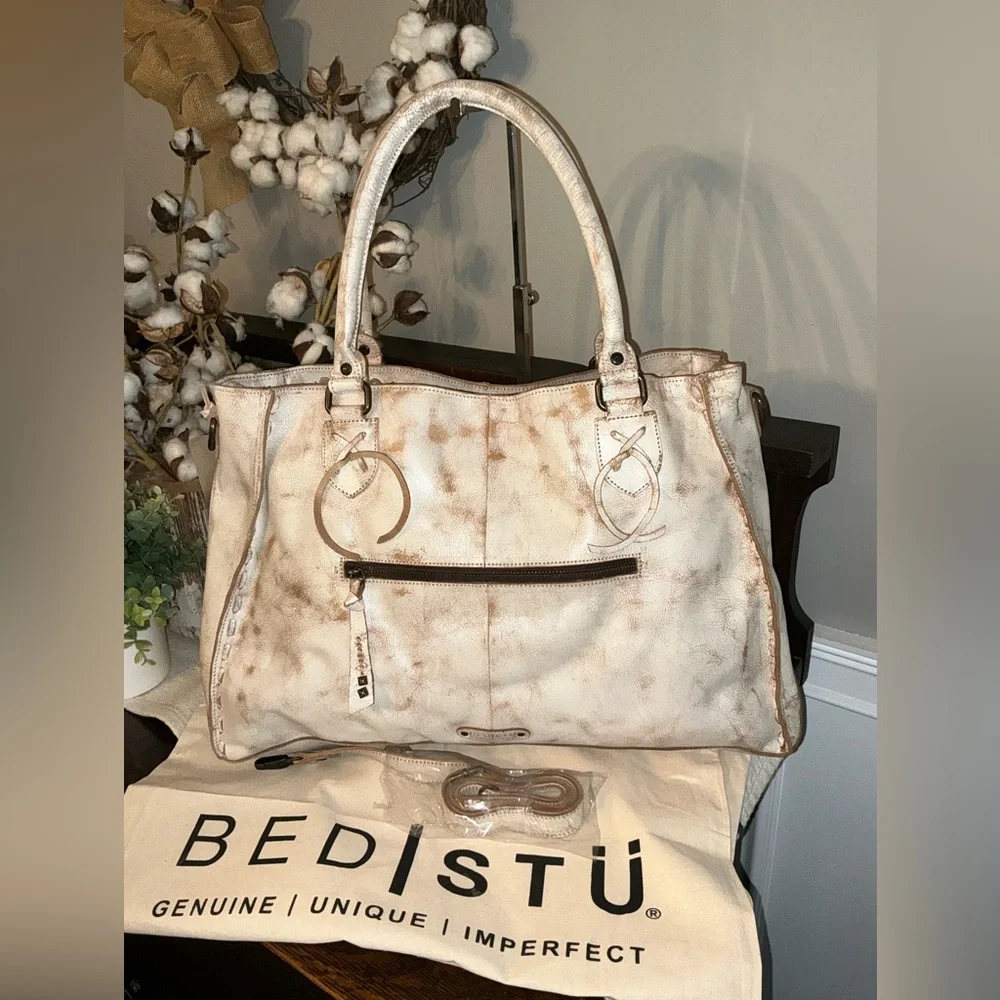 NWT Bed Stu Leather Rockaway Shoulder Crossbody Bag Tote Nectar Lux MSPR $345 - Picture 2 of 15